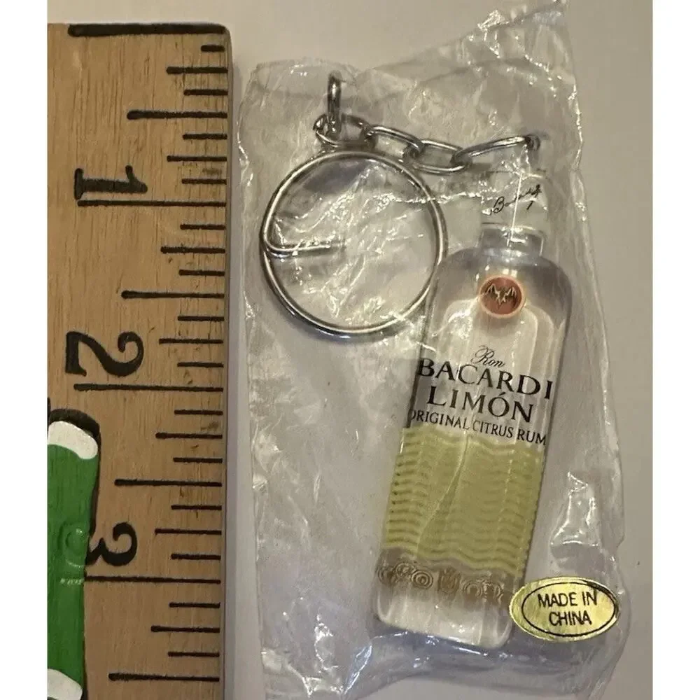 1990s Vintage Promo Keychain Bacardi Limon Original Citrus Rum Lucite Bottle